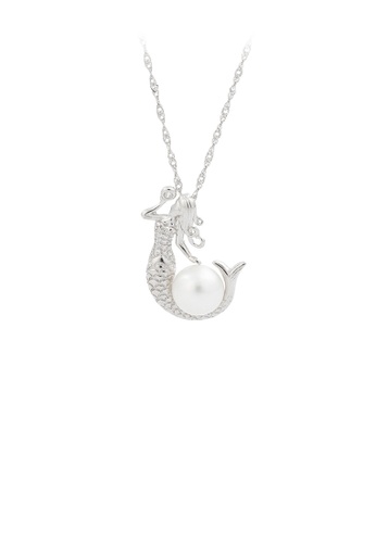 Glamorousky white 925 Sterling Silver Fashion and Elegant Mermaid Freshwater Pearl Pendant with Necklace F1A6CAC92D483CGS_1