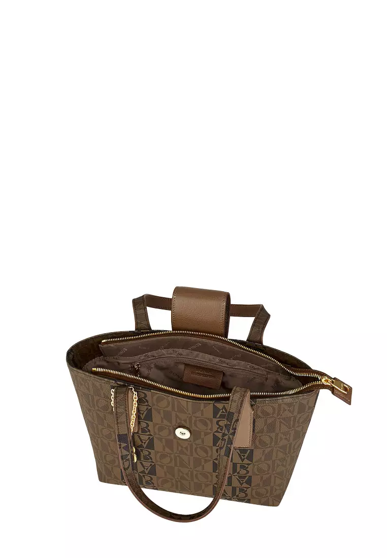 Bonia Brown Marianna Monogram Large Tote Bag