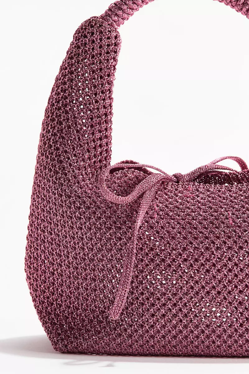 Glittery hole-knit handbag