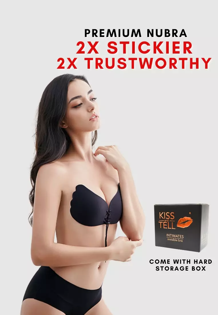 Special Bundle Amara Butterfly Push Up Nubra in Black Seamless Invisible Reusable Adhesive Stick on Wedding Bra and Nipple Cover Silicone