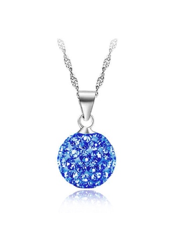 YOUNIQ blue YOUNIQ Korean Fashion 925S Silver Swarovski Blue Elements Necklace F07B0AC0774BDDGS_1