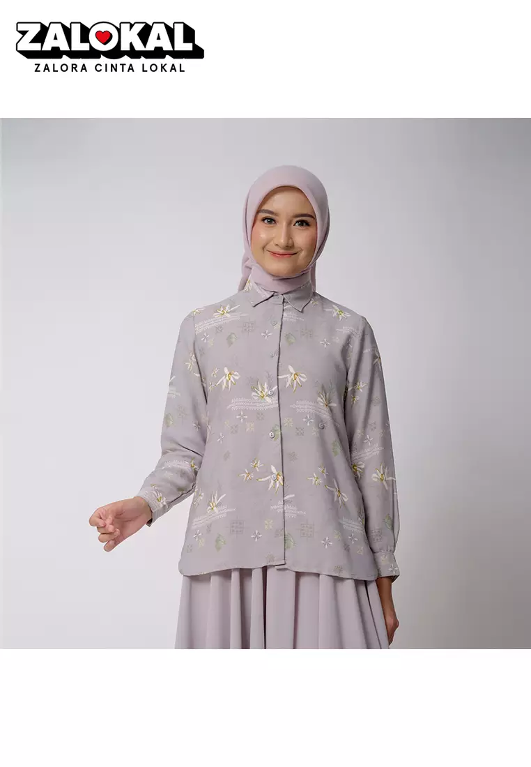 Jual ZM Year End Sale ZM Zaskia Mecca Bexa Ash Blouse Romansa Khatulistiwa Edisi