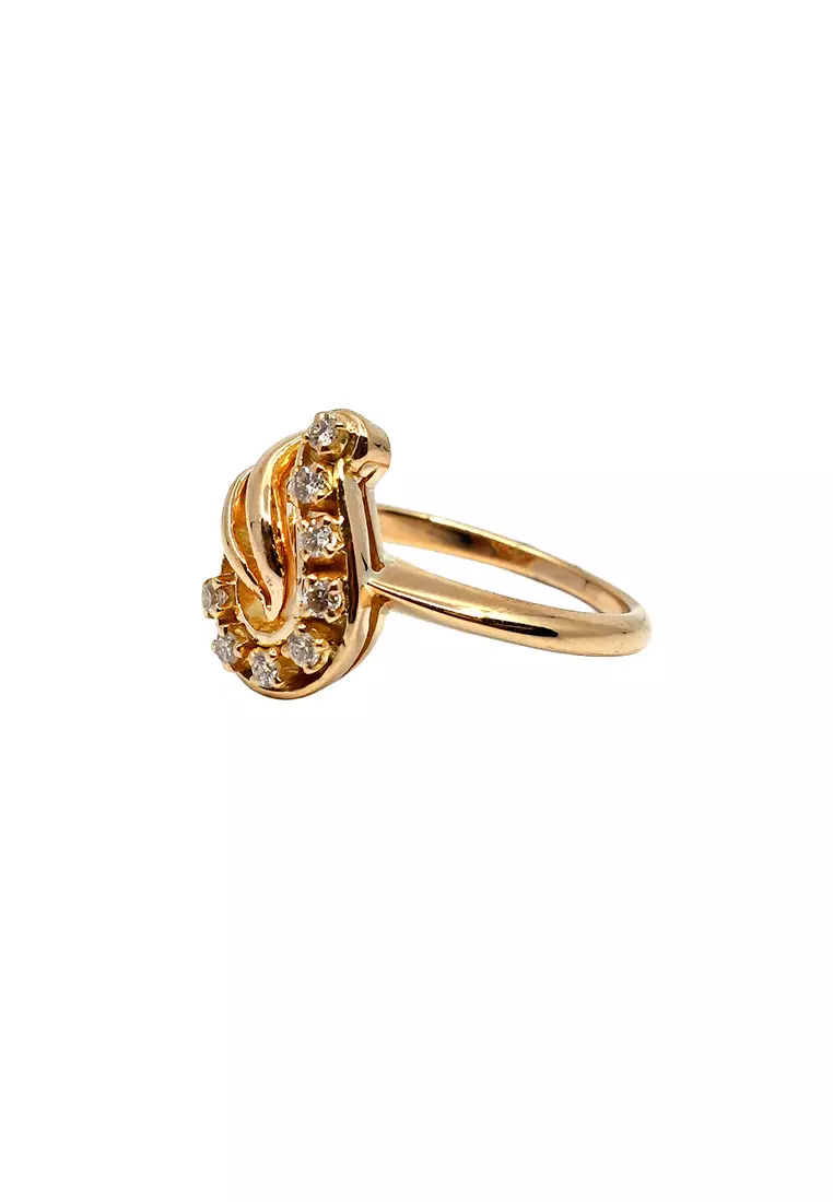 14K Yellow Gold Lady Ring with Diamonds