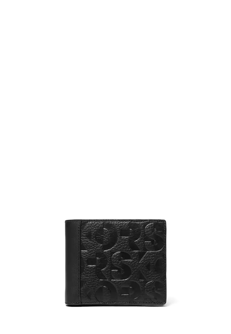 Jual Michael Kors Hudson Logo Embossed Pebbled Leather Billfold Wallet ...