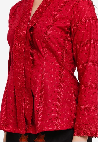 Buy Embroidery Kebaya with Batik Skirt from Seleksi Akma in Red only 279