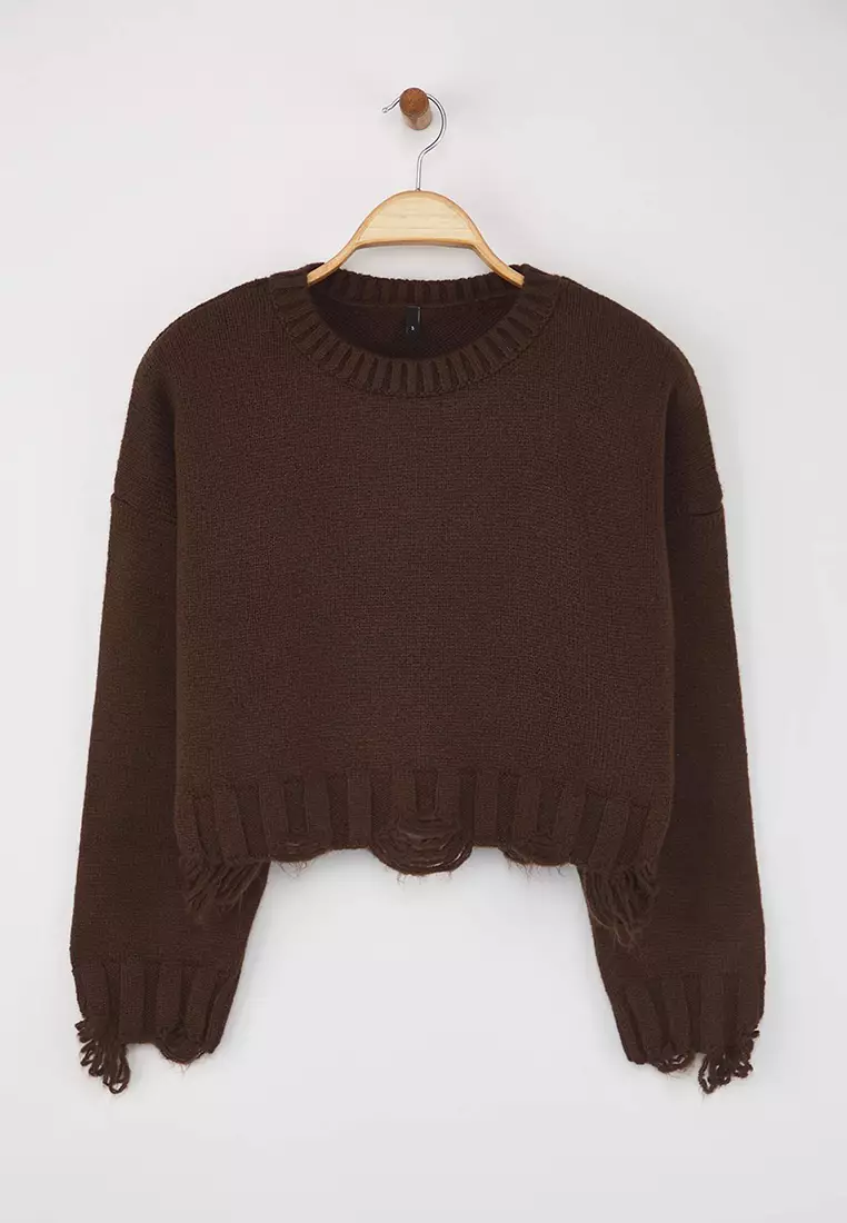 Crop Super Wide fit Soft Textured Knit Sweater
