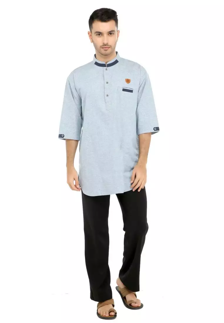 Baju Koko Gamis Muslim Pria Abyan - Biru