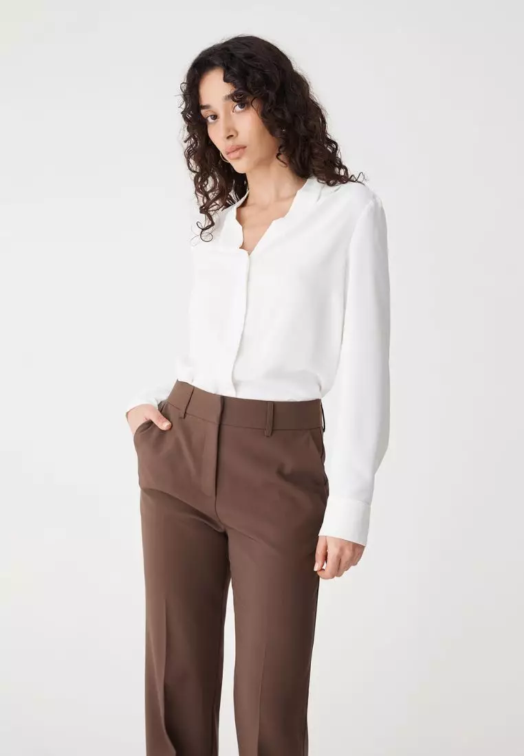 Claudia Pleat Neck Blouse
