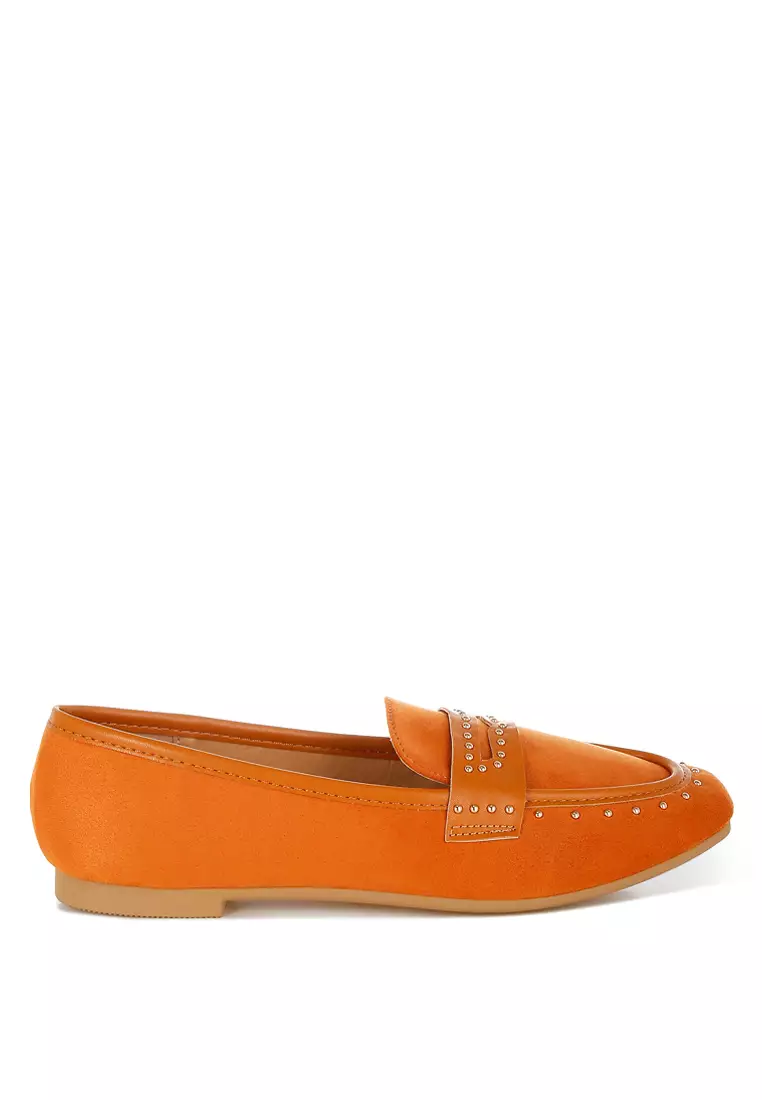 Discount on London Rag  shoes - SKU: Penny Strap Studded Loafers In Tan