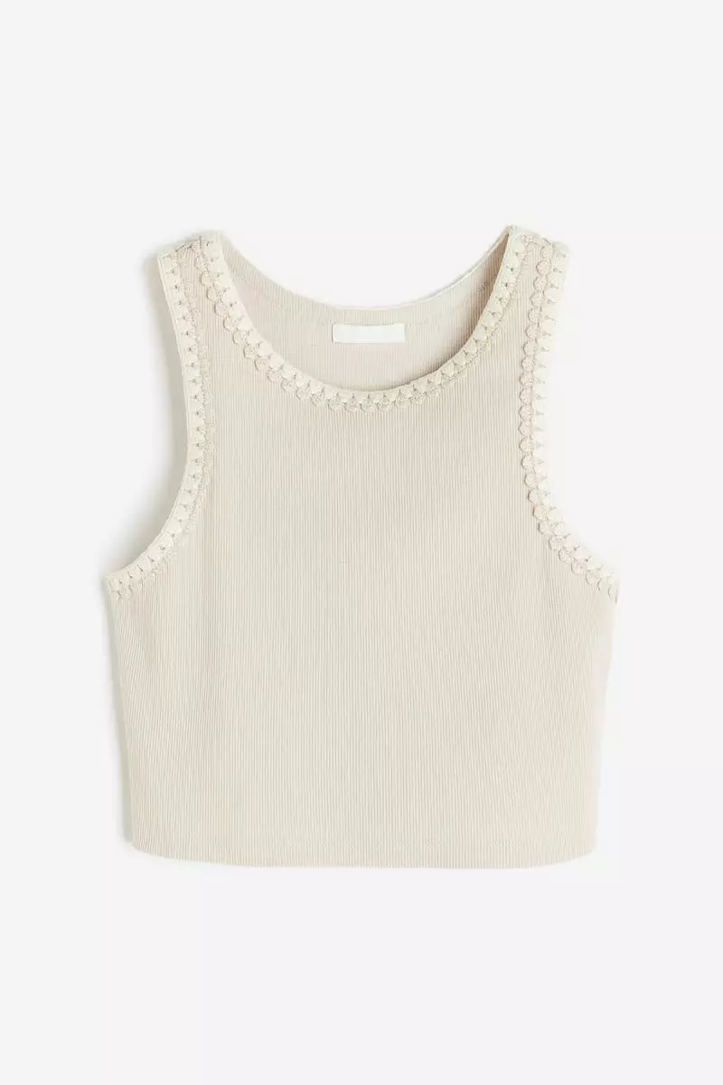 Lace-trimmed cropped top