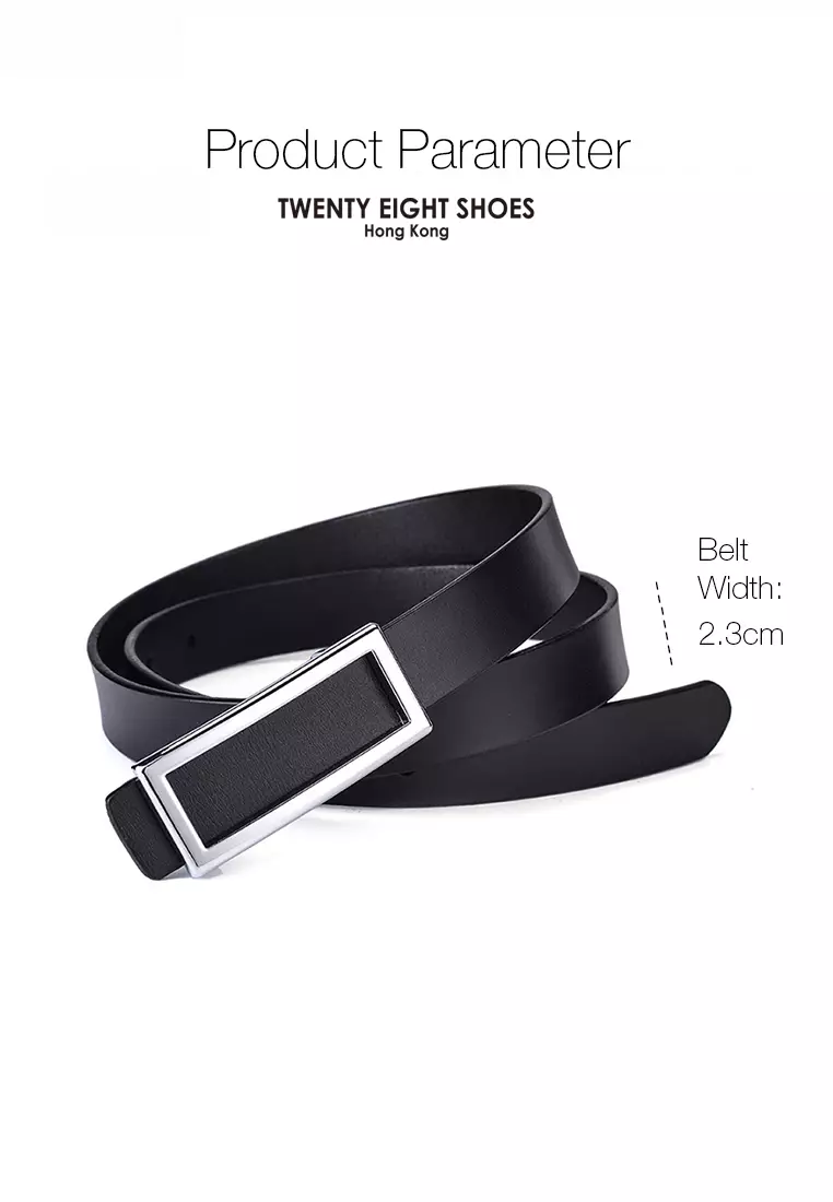 Metal Pin Silver Color Rectangle Buckle Leather Belt JW CY-077.b