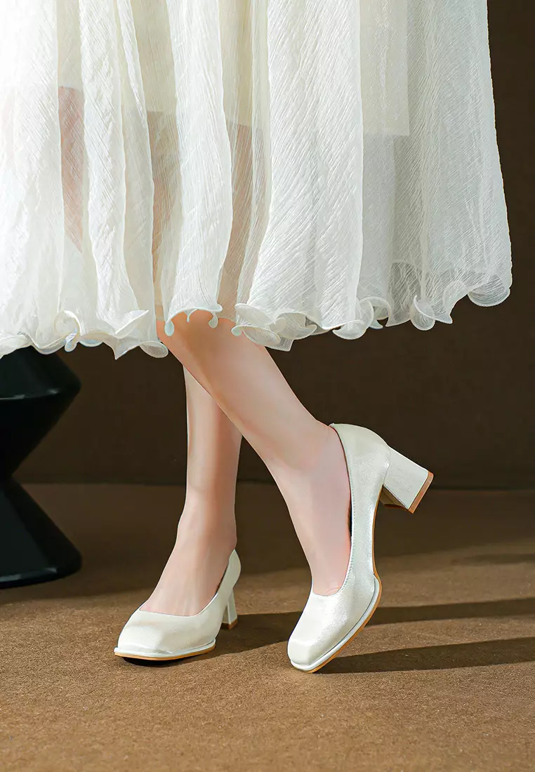 5CM 方頭綢緞高跟鞋 BY599-1
