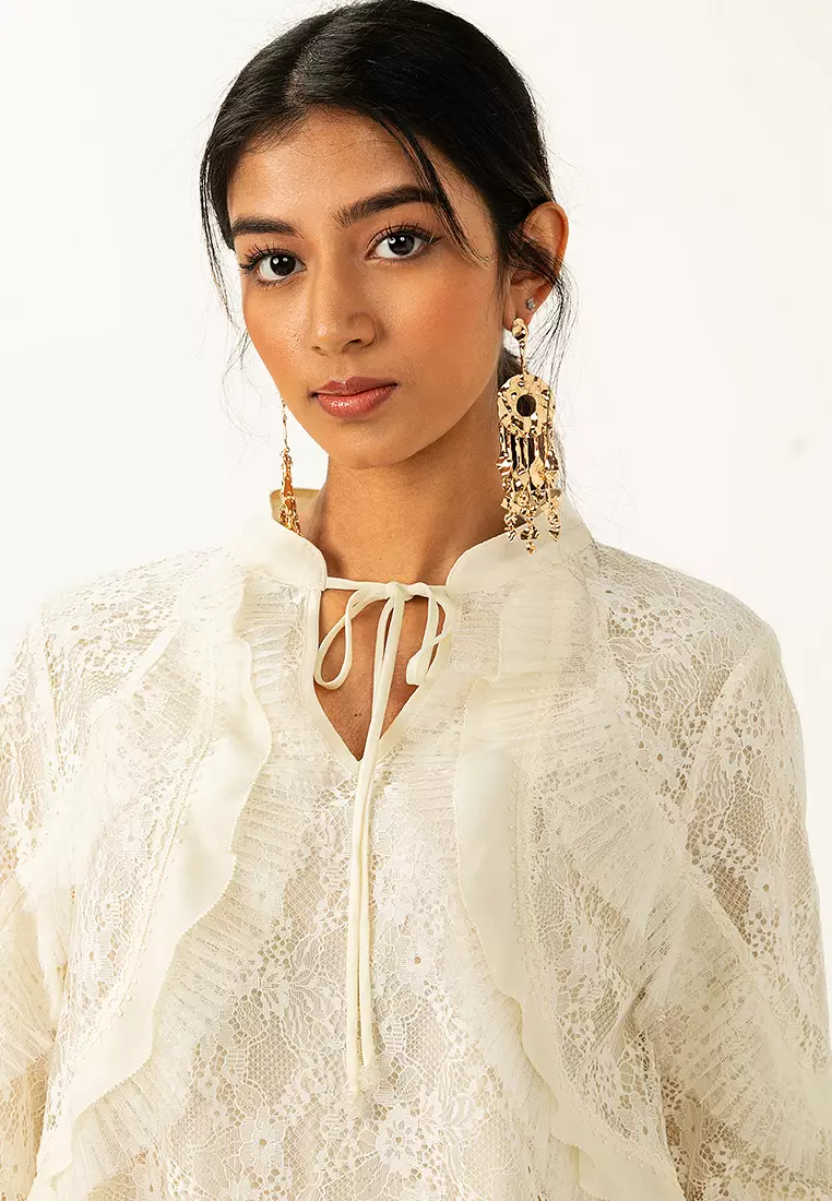 Amelia Ruffled Lace Babydoll Top