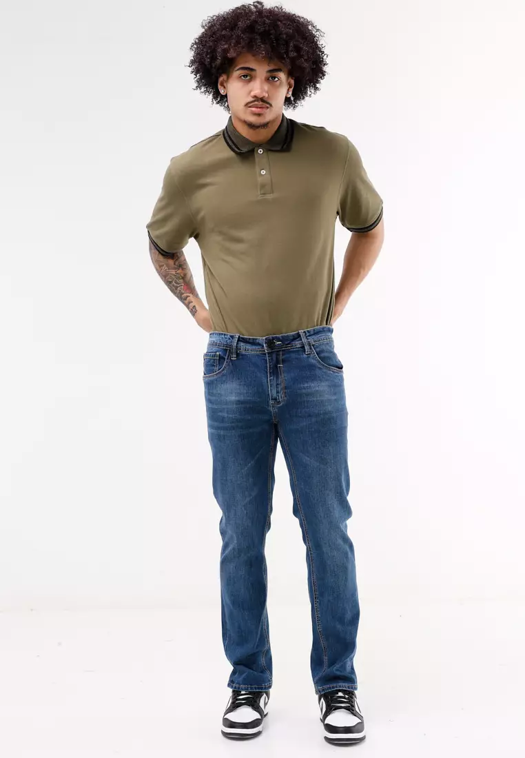 Denim Long Pants Slim Tapered Fit Stretch