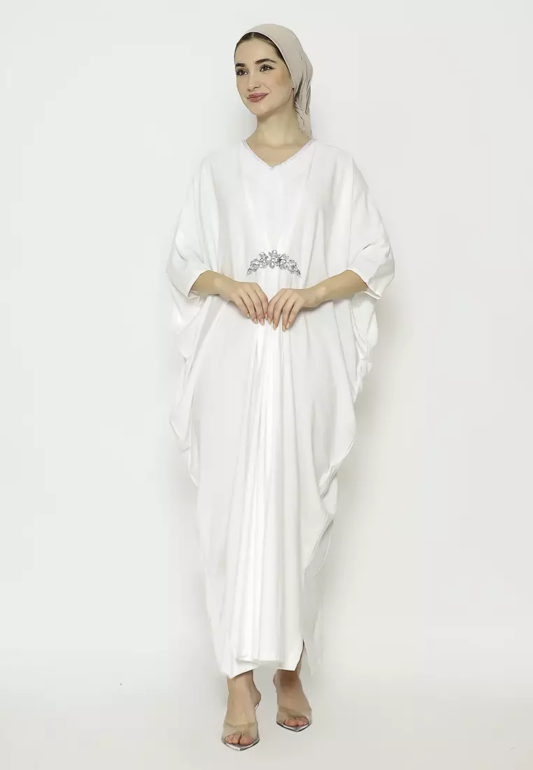 Urban Exchange Saira Kaftan White - Gamis Kaftan Putih Lengan 3/4 Warna White