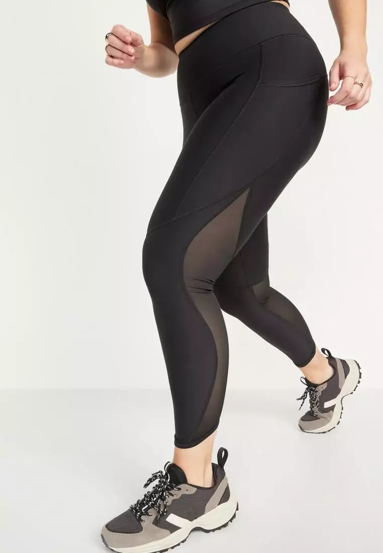 Buy Old Navy Womens High-Waisted PowerSoft Mesh-Paneled 7/8-Length Compression  Leggings 2024 Online