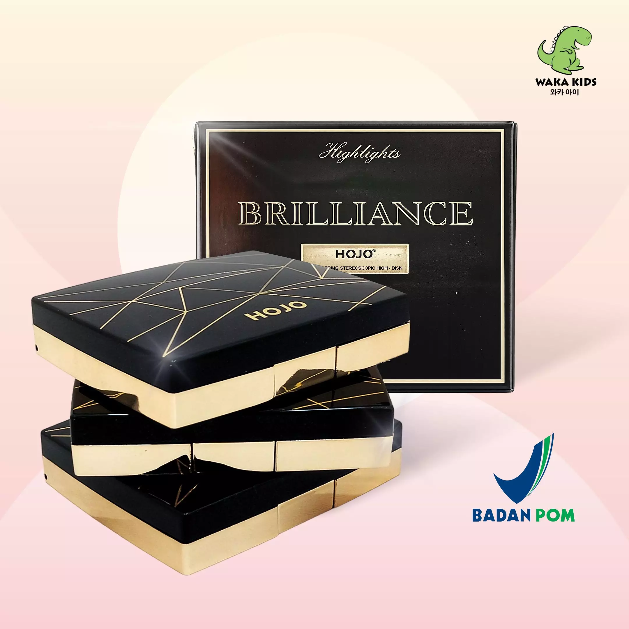 Wakakids Highlighter Palette Translucent Shimmer Smooth Glitter Make Up Hojo BPOM Venrz Shade 03