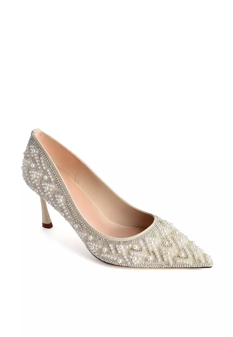 7CM 尖頭水鑽珍珠婚鞋 XJ3389-28