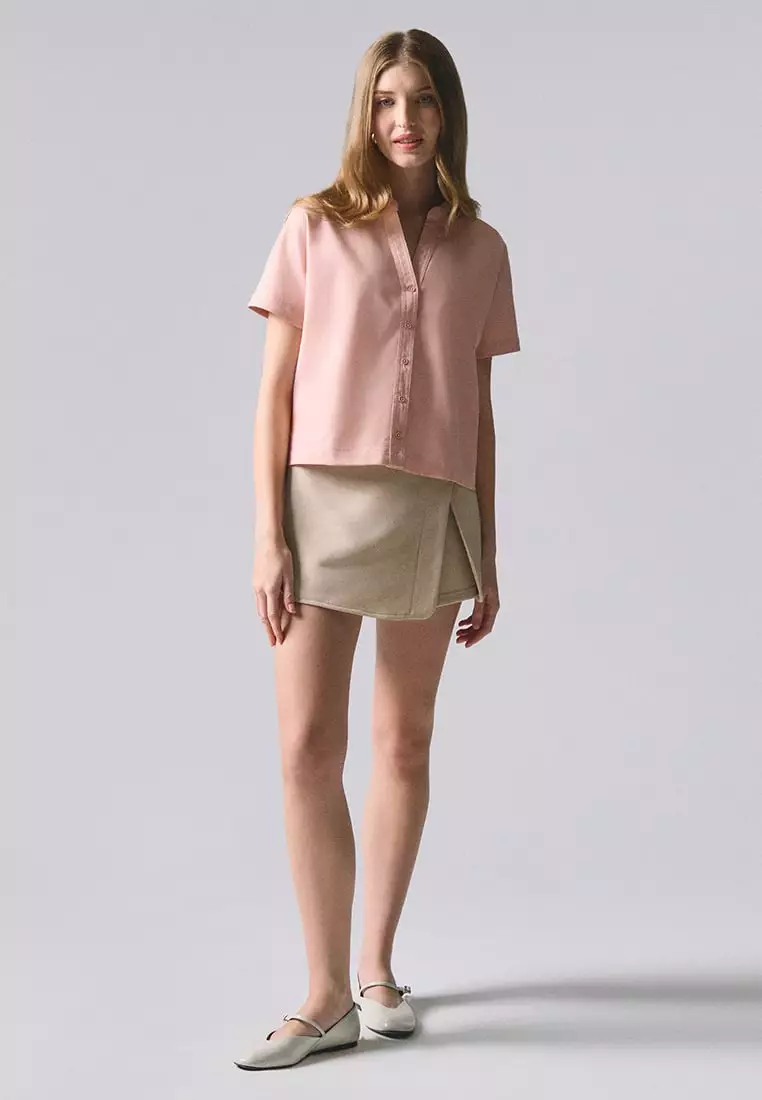 Y-Placket Button Down Shirt