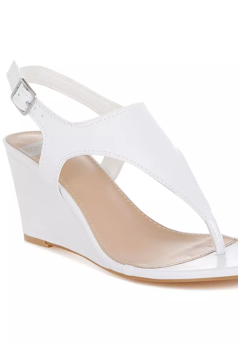 Real Leather Wedge Heel Sandals In White