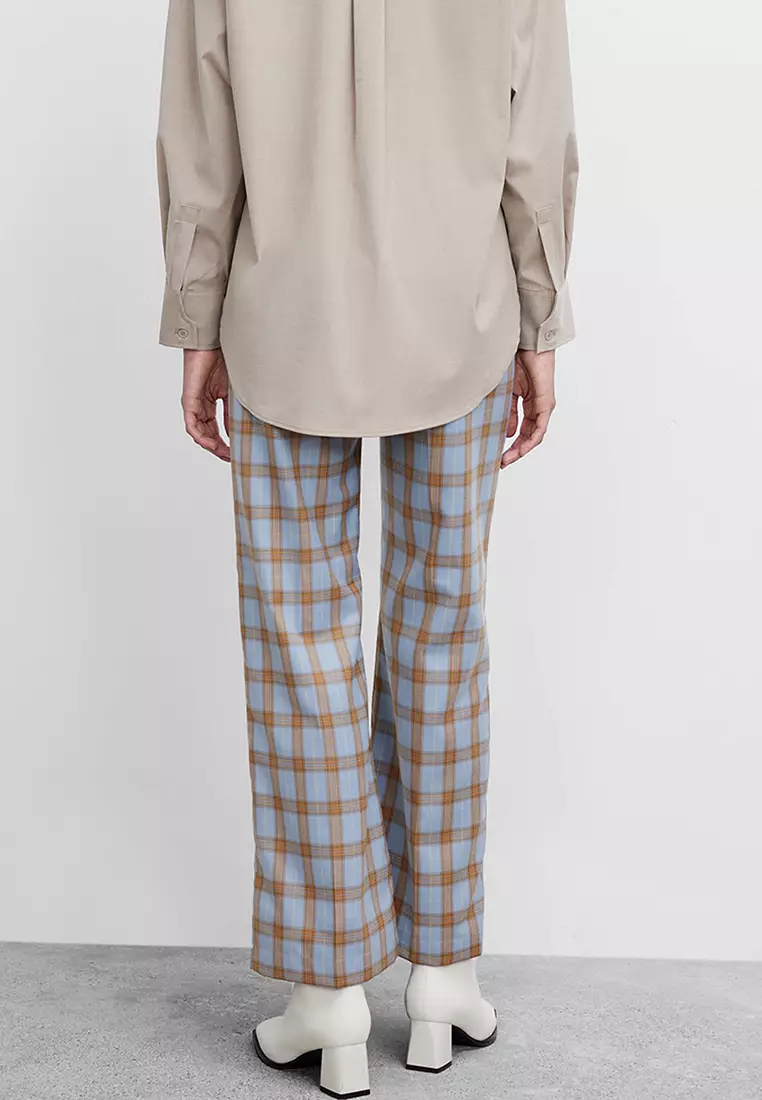 Check discount pattern trousers