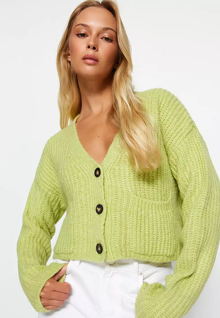 Crop Soft Textured Knitwear Cardigan