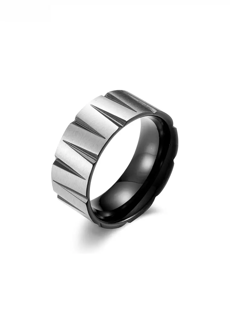 Color Matching Cone Design Brushed Finish Titanium Steel Ring JW QF-JZ216