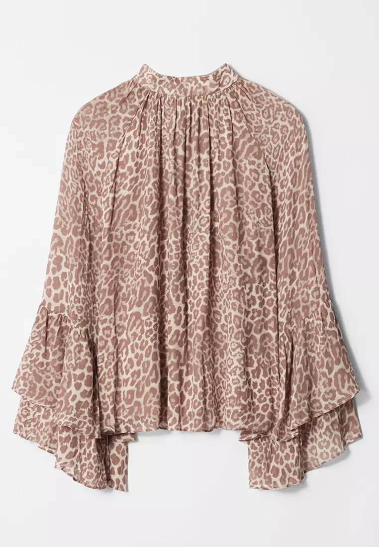 Flounced Stand-Collar Blouse