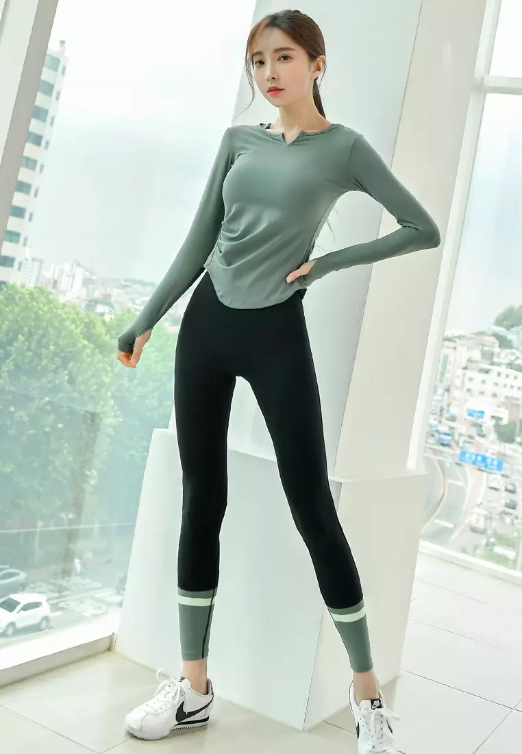 (2PCS) Quick Dry Running Fitness Yoga Dance Set (Tops+Bottoms)