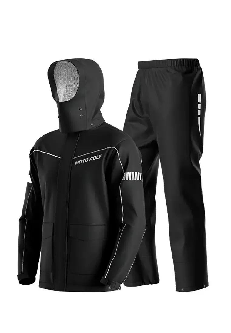 Motowolf MDL0403B 100D Satin Raincoat Jacket And Pants - Black