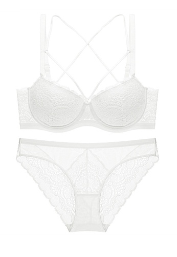 W.Excellence white Premium White Lace Lingerie Set (Bra and Underwear) DA6A2USC2C52B0GS_1