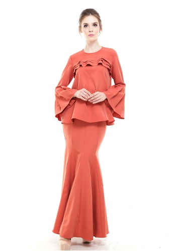 Sorrita Classic Couture Kurung in Terracotta from Rina Nichie Couture in Orange