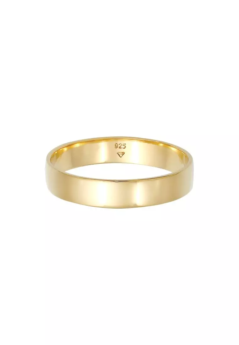 Ring Men Band Minimal Basic Friendship in 925 Sterling Silver Gold Plated