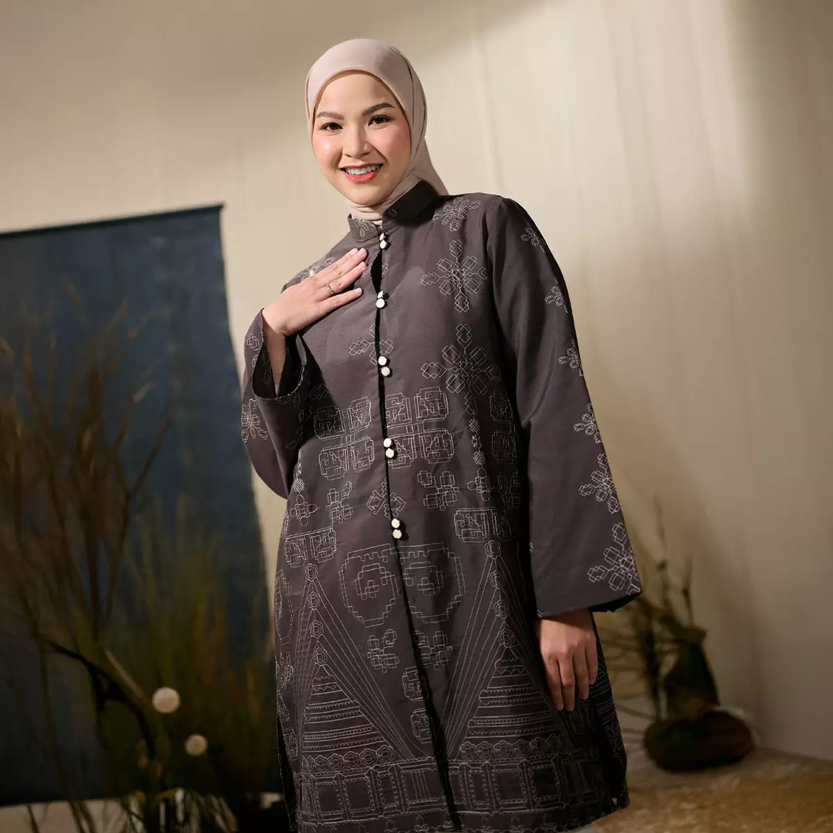[Raya Collection] ZM Zaskia Mecca - Belani Tunik Wanita Brown - Jejak Teduh Ruma - Koleksi Ramadhan Series