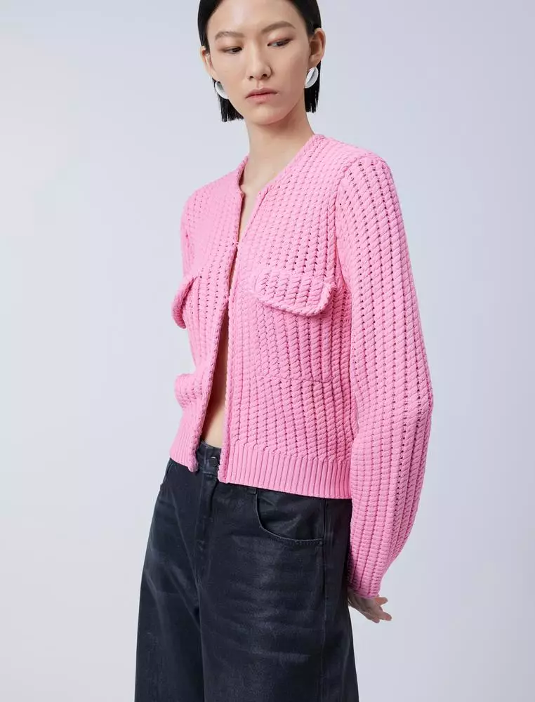 修身短款開襟毛衫