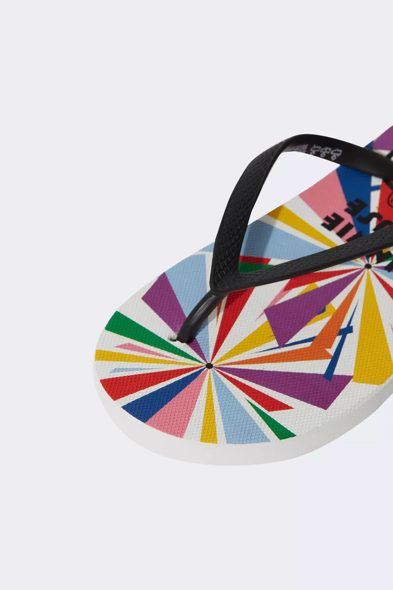 Rainbow colored flip flops top