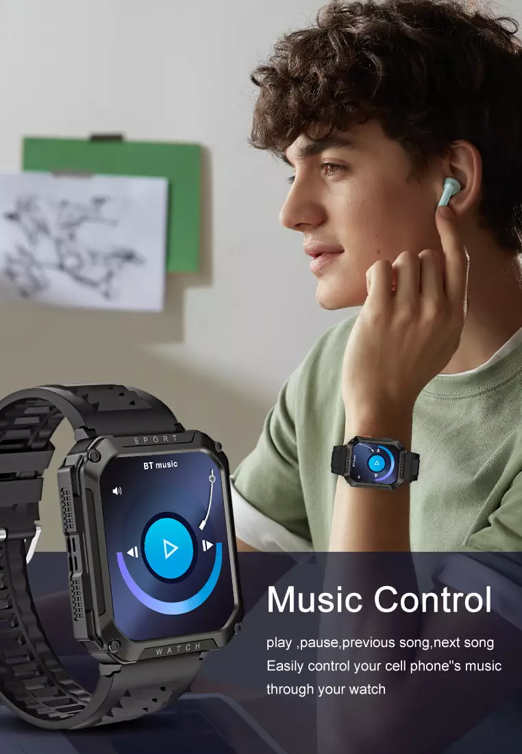 Smartwatch T8Pro Pria Fitness Trackers Multi-Sport Mode Music Hijau