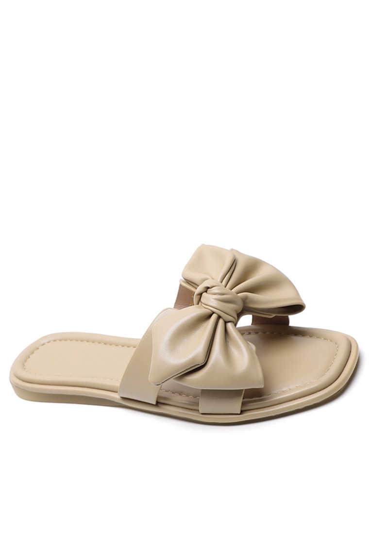 Bow Synthetic Leather Slippers WW2021-3