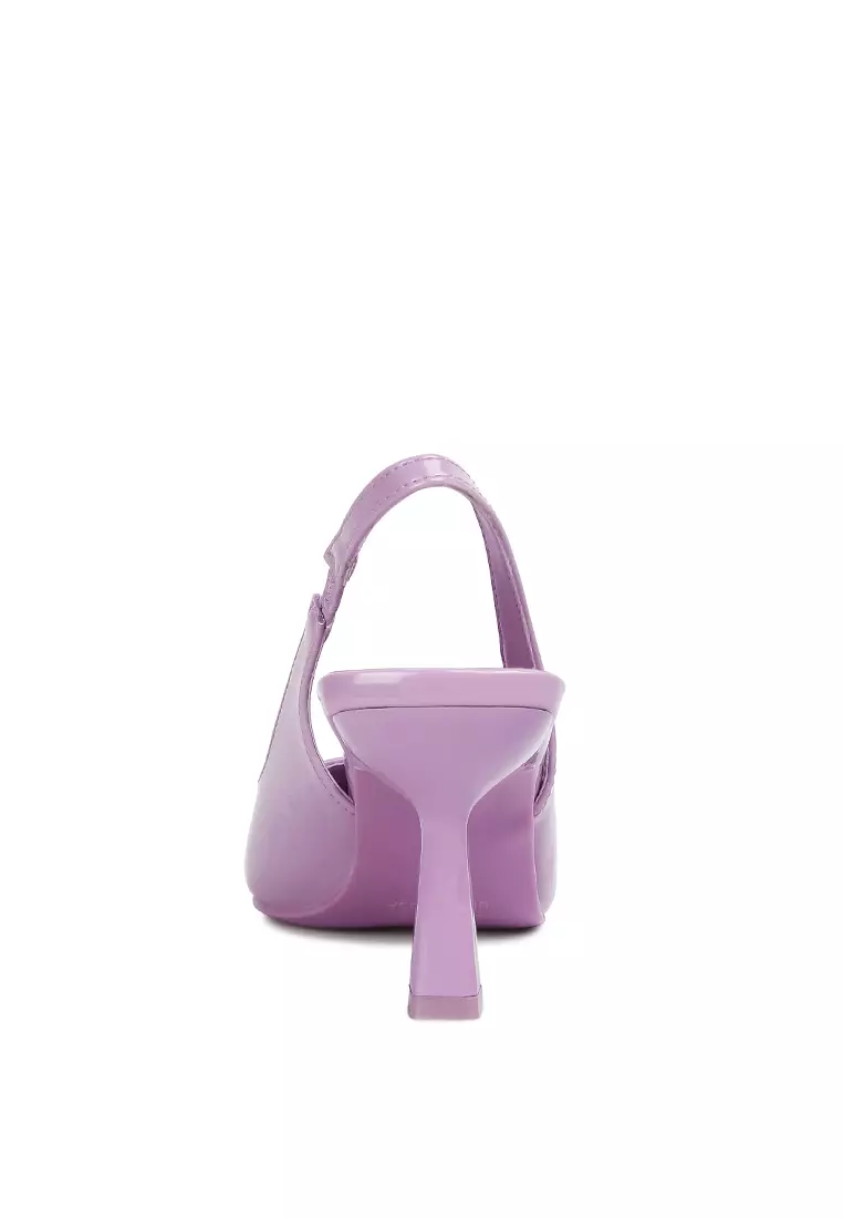 Lilac Pointed Toe Kitten Heel Sandals