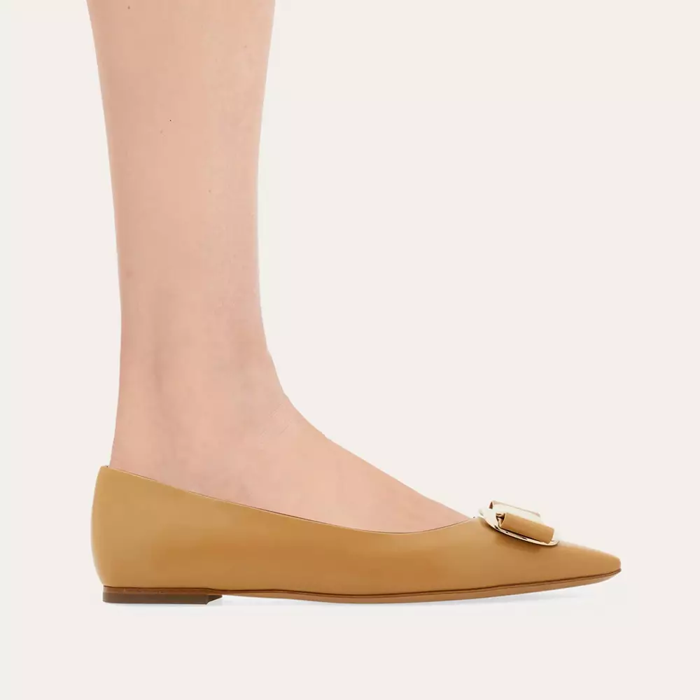 [4.4PRIL KEJUTAN HARGA] New Vara Plate Ballet Flats Light Camel
