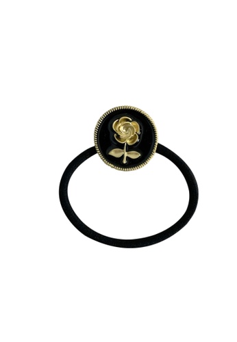 Kings Collection black Rose Flower Rubber Band Hair Tie (KCHM1038) B43B8AC0A82EA3GS_1