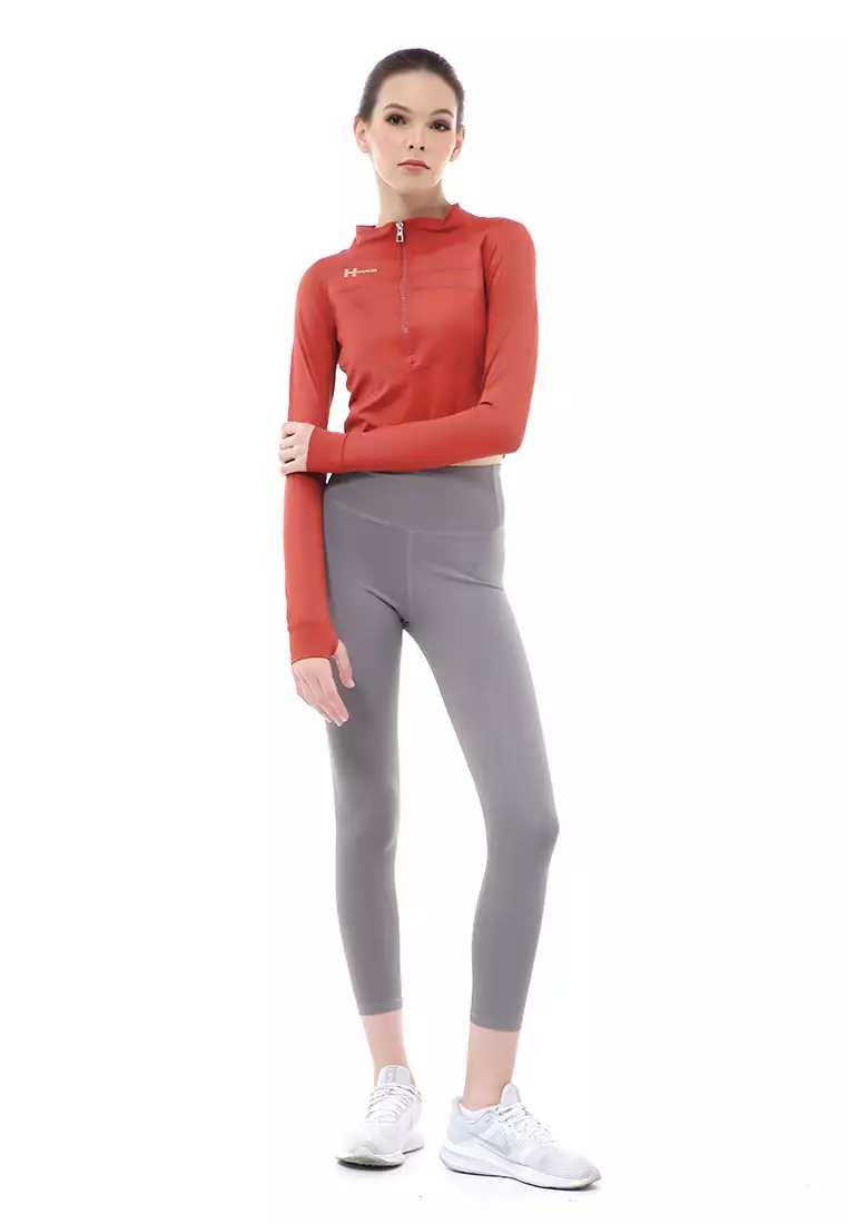 Mikayla Baju Olahraga Wanita Lengan Panjang Sportywear Model Risleting Material Nylon ORIGINAL - Brick