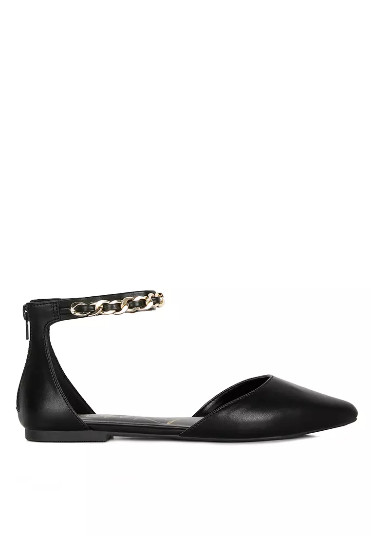 Discount on London Rag  shoes - SKU: White Slingback Chain Detail Flats