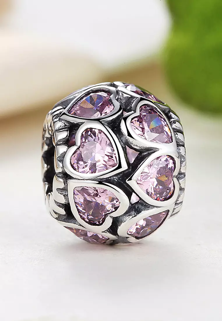 Buy 925 Signature Solid 925 Sterling Silver Explosion Pink Heart