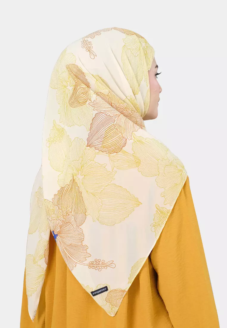 Cotton Bee - Hiraya Hijab Motif | Hijab Instan Segitiga Inner - Honey Popcorn