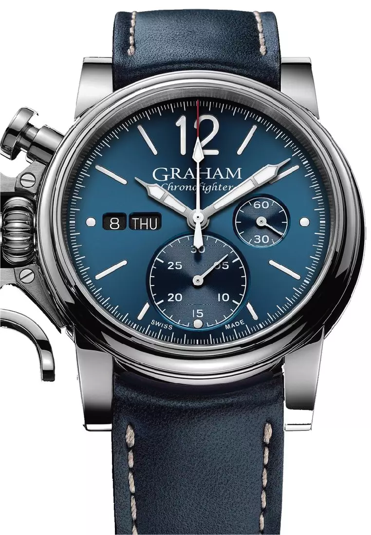 Graham ChronoFighter Vintage Blue Leather Strap Watch 2CVAS.U01A.L129