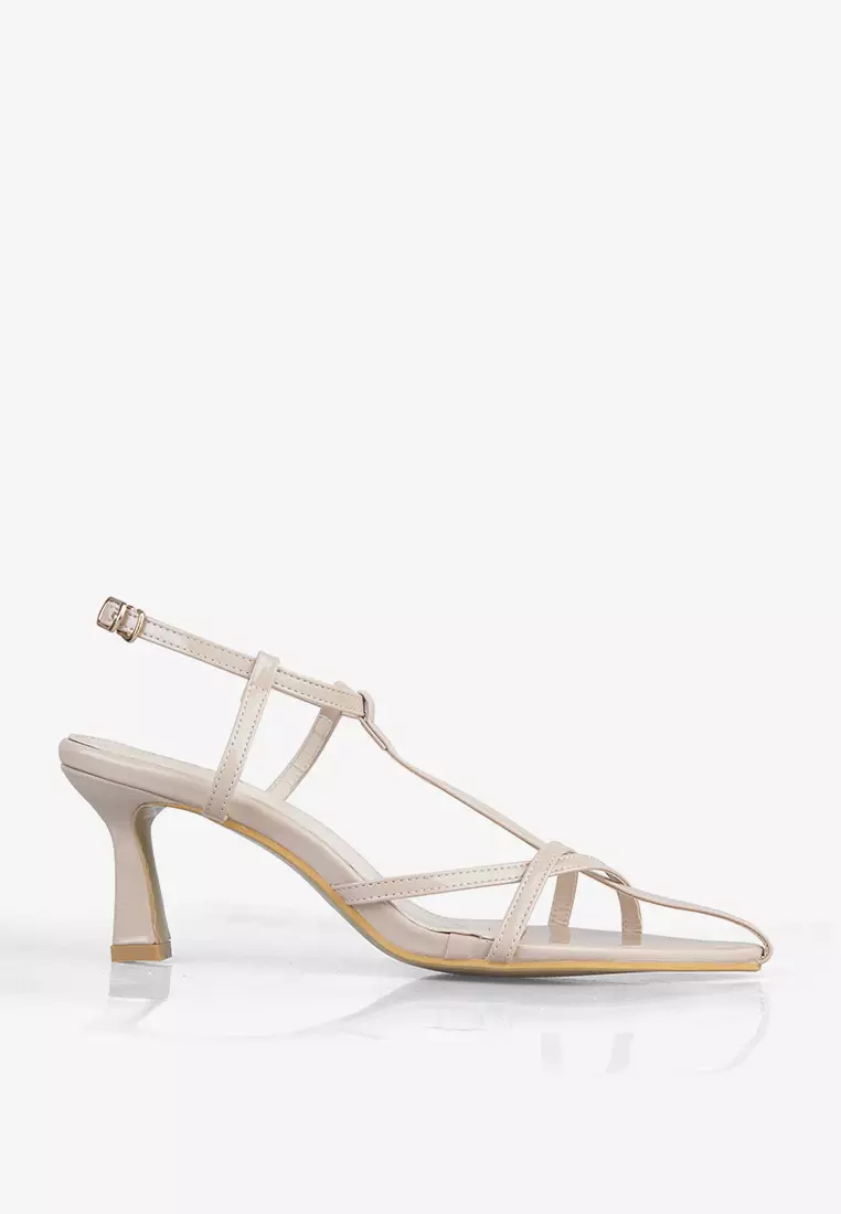 Celestine Pointy Strappy Spool Heels Tali Pesta