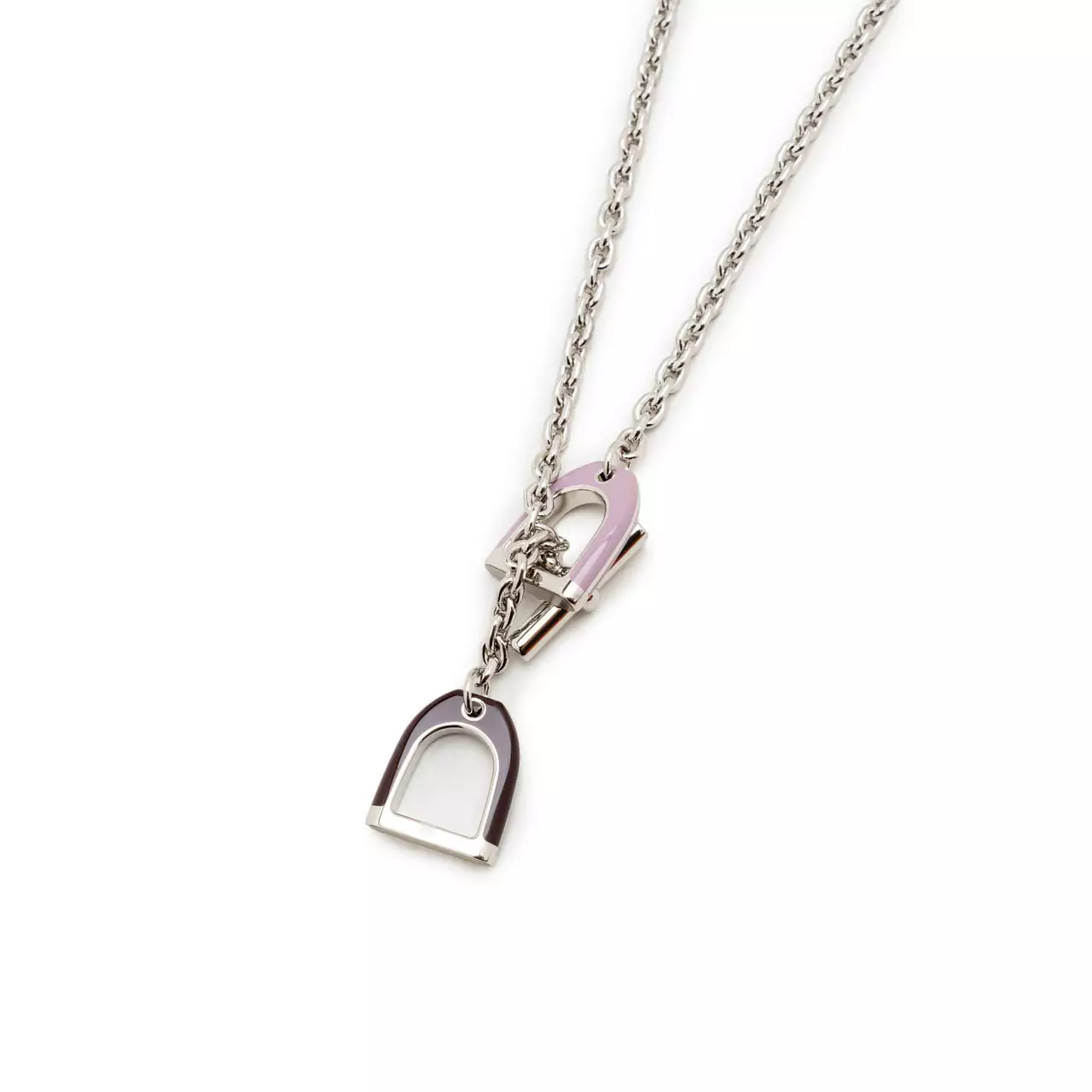 Etrier Necklace in Lacquered Metal Glycine/Bordeaux