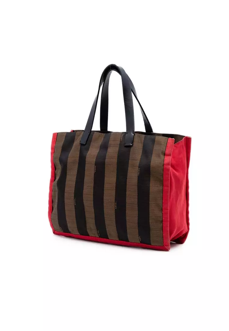Pre-Loved Fendi Pequin Canvas Simply Shopping Tote