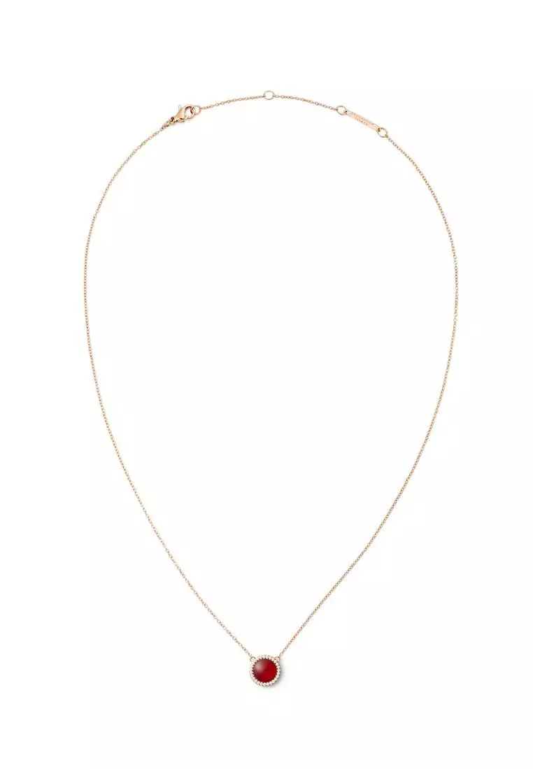 Audrey Necklace Red Agathe Rose Gold - Unisex Necklace for women and men stainless steel Necklace DW Official Authentic Original kalung perempuan lelaki DW